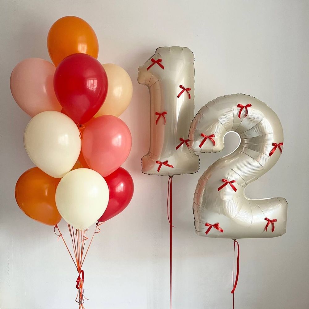 Воздушные шары цифры с бантиками, 12 лет №3157