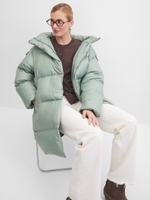 MIDI пуховик с объемным капюшоном, Green Iceberg🍃🍃🍃