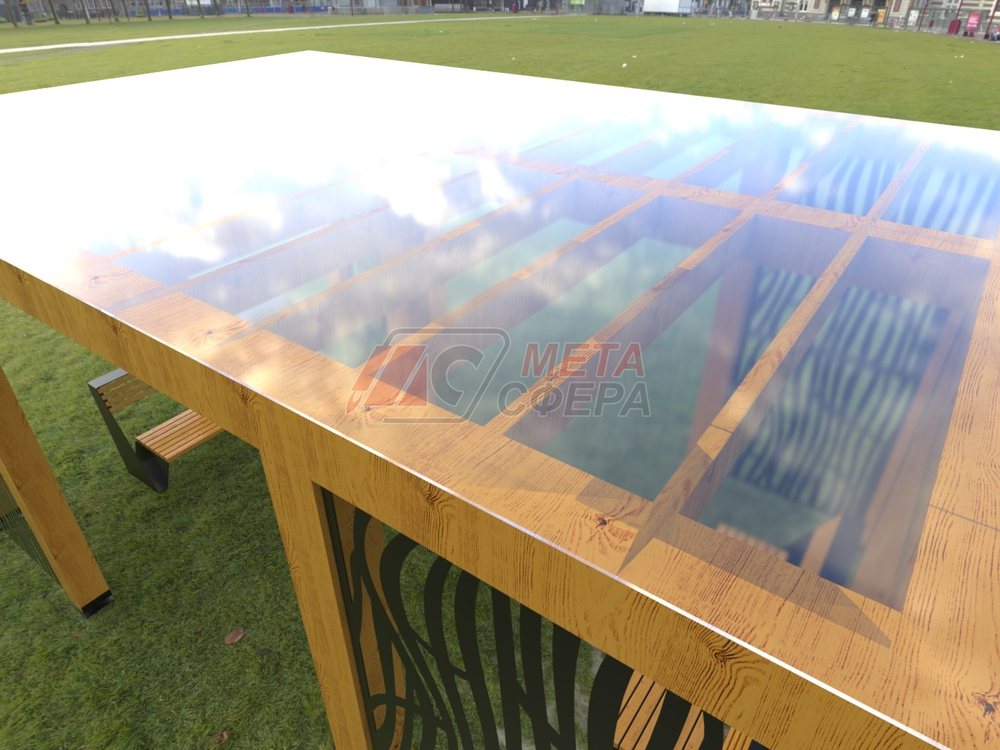 Беседка с резными панелями