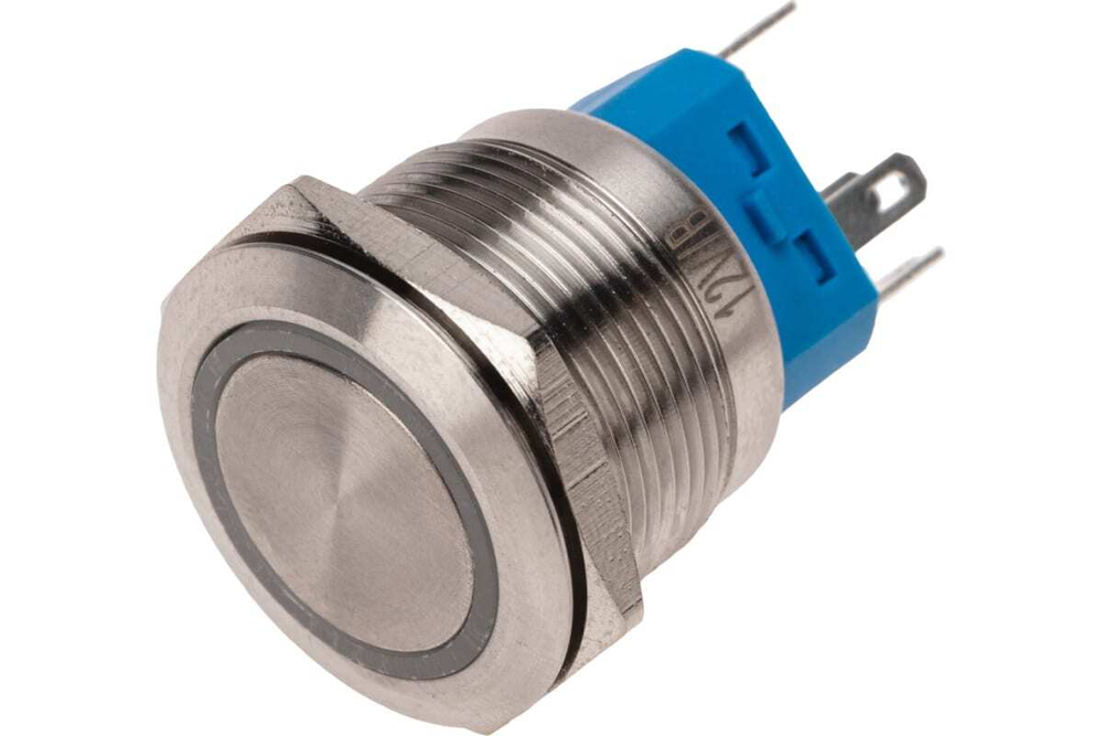 Антивандальная кнопка REXANT ø22, 12в, led, без фиксации, 5с, off-(on)/on-(off), синяя подсветка 10 шт 36-3511