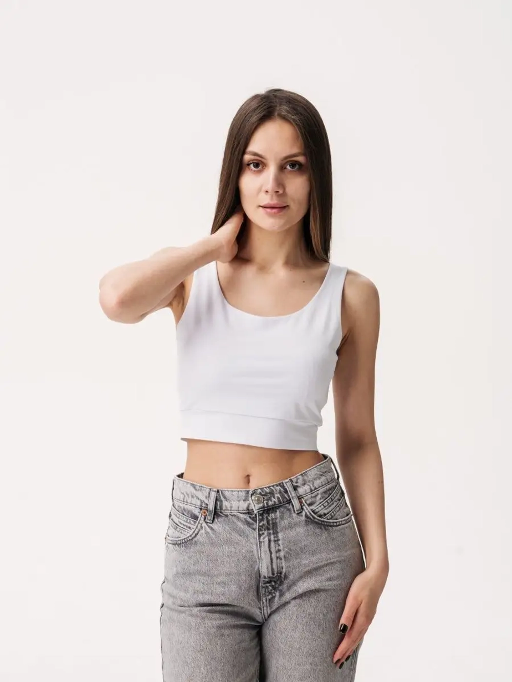Двойной кроп топ укороченный под пиджак базовый