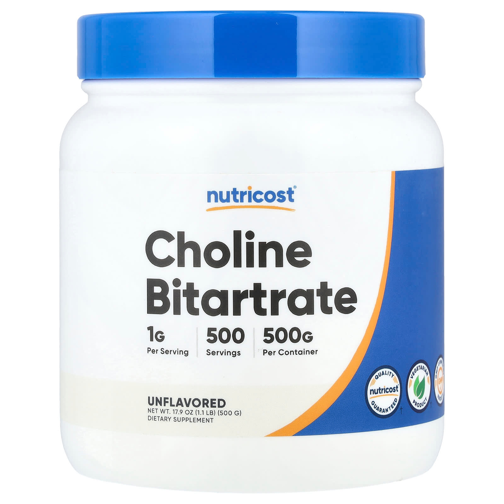 Nutricost, Битартрат холина, без добавок, 500 г (17,9 унции)
