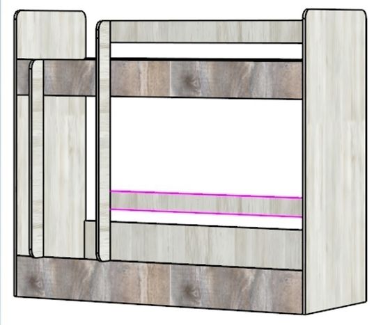 Планка-борт для нижнего яруса двухъярусной кровати /1000*100*16/ дуб бунратти