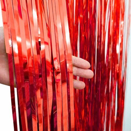 Занавес "Дождик" красный 0.9*2.4 м