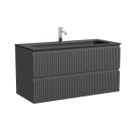Тумба подвесная SANCOS Сноб Р (Snob R) 995х445х500, c двумя ящиками оснащенными доводчиками, темный антрацит матовый, арт.SNR100MDH