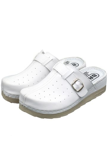 701 | "Aleksandra" |  Белые женские медицинские сабо с закрытым носом