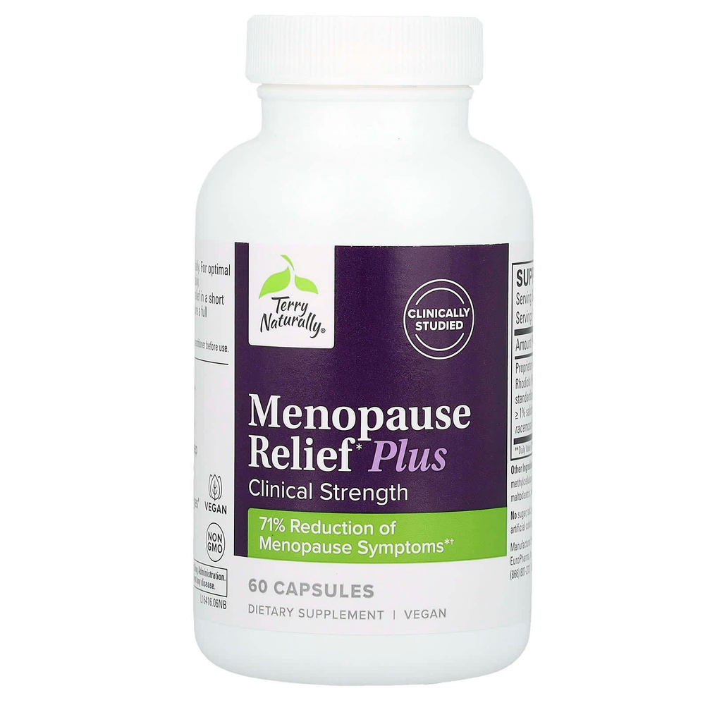 Terry Naturally, Menopause Relief Plus, средство для поддержки в период менопаузы, 60 капсул