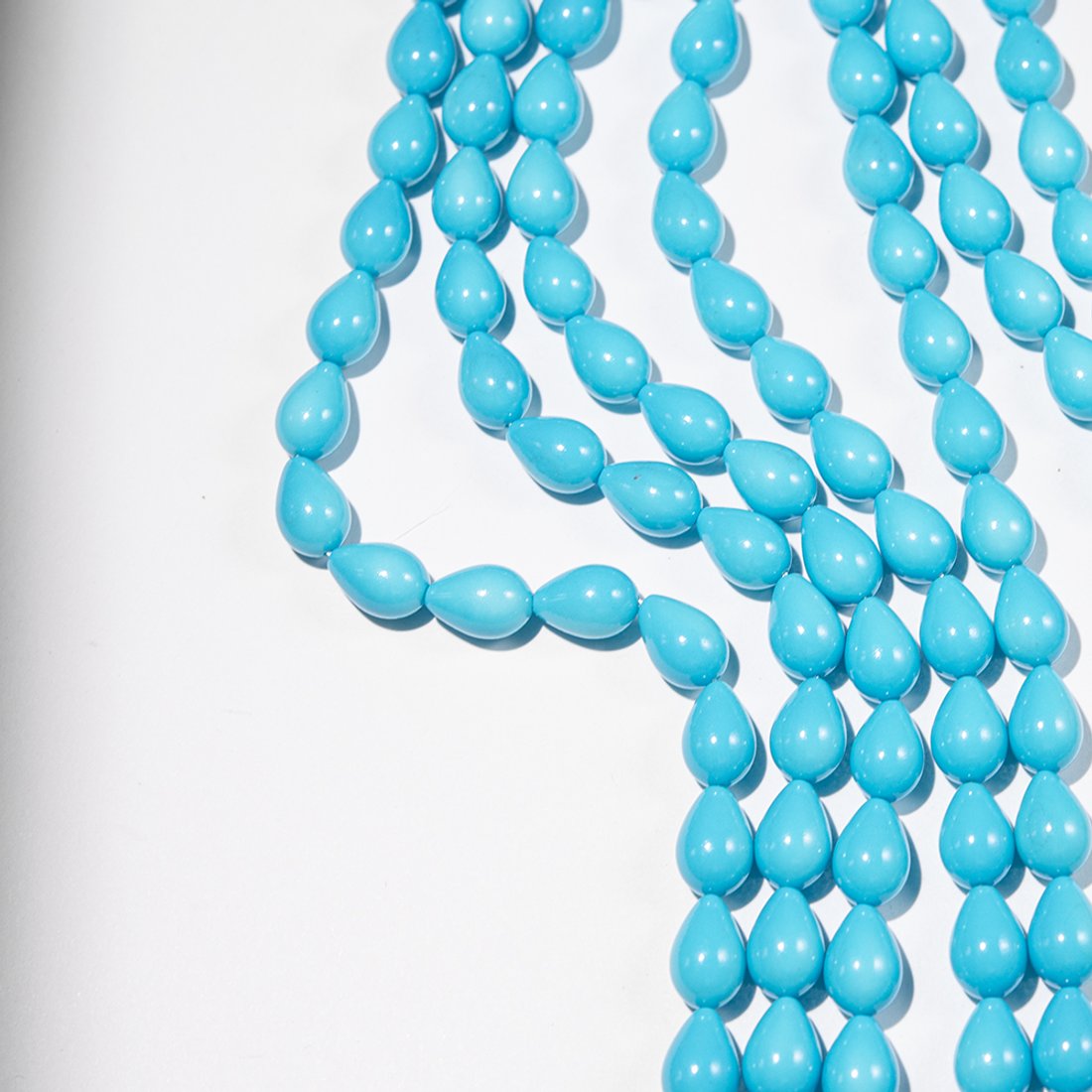 Хрустальный жемчуг, оттенок "Бирюзовый омбре", капля 9*13мм