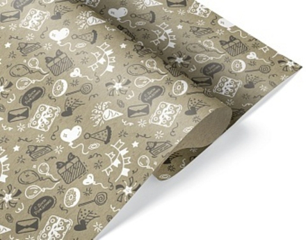 Упаковочная бумага, Крафт 40гр (0,6*1 м) С Днем Рождения (веселый праздник)