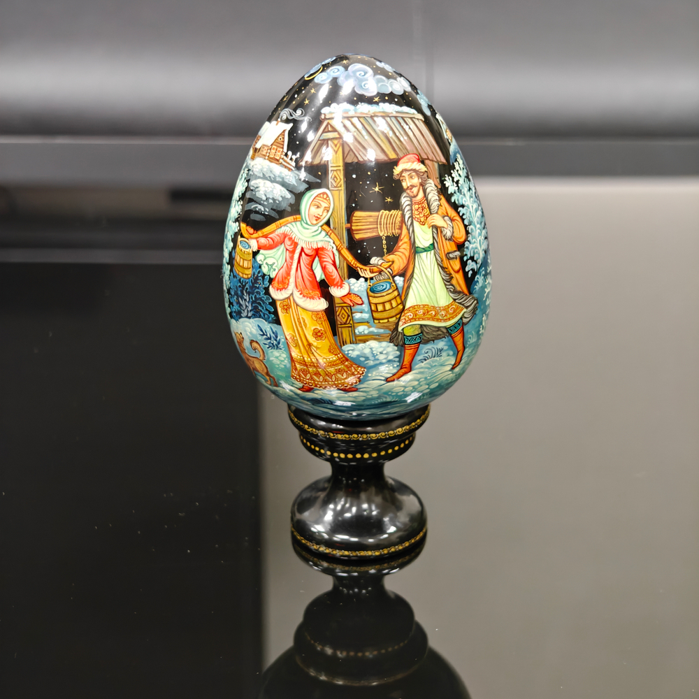 Яйцо сувенирное "Зимний вечер" (ручная роспись Палех)