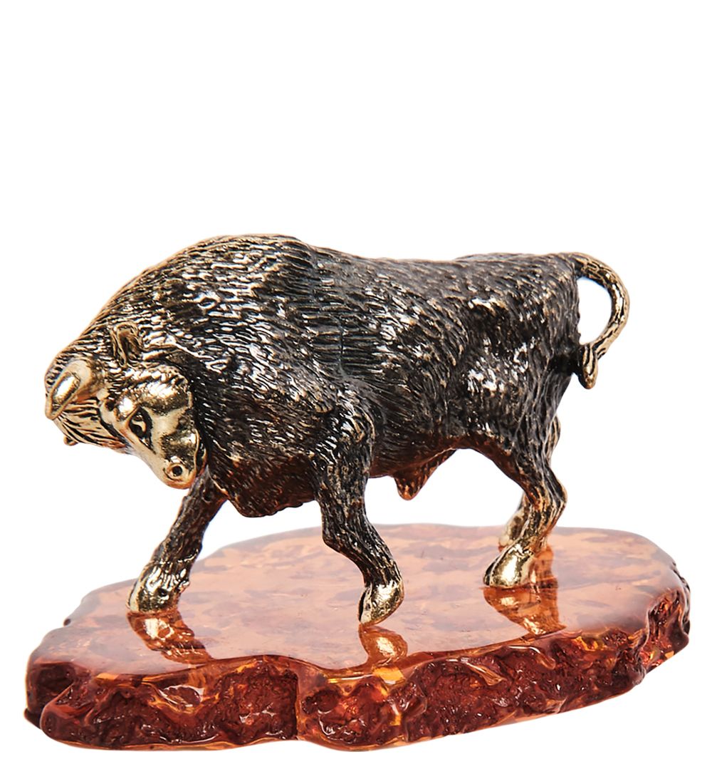 Народные промыслы AM- 964 Фигурка «Бык» (латунь, янтарь)