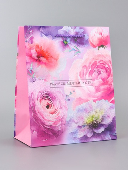 Пакет подарочный ламинированный вертикальный «Цветочное ассорти», 18×22.3×10 см, 10961817, Китай