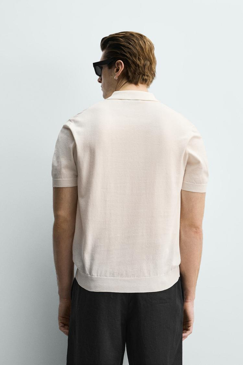 ZARA ПОЛО ИЗ ЛЕГКОГО ТРИКОТАЖА, ЭКРЮ