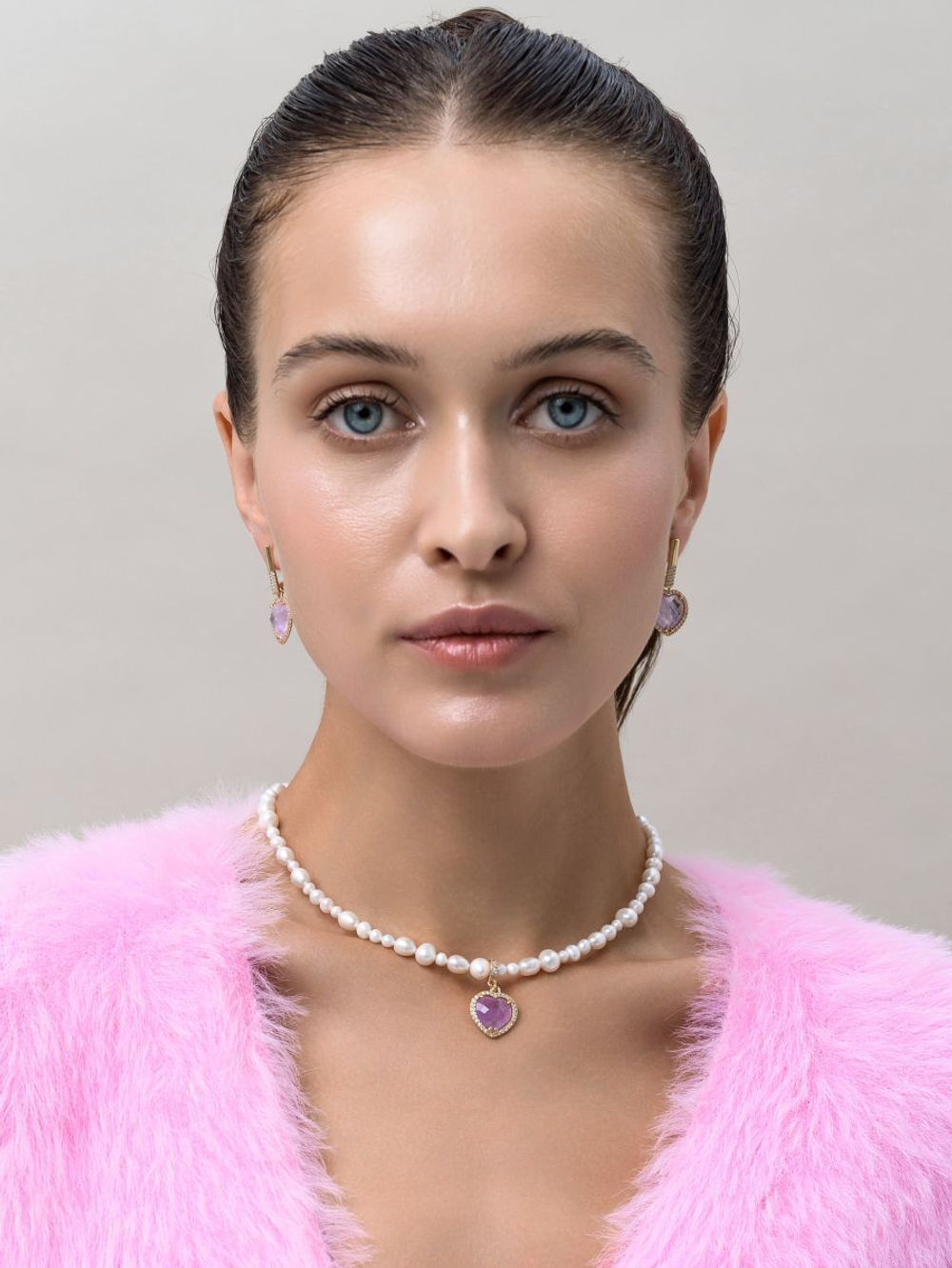 Серьги "Royal Love" Gold c лавандовым аметистом