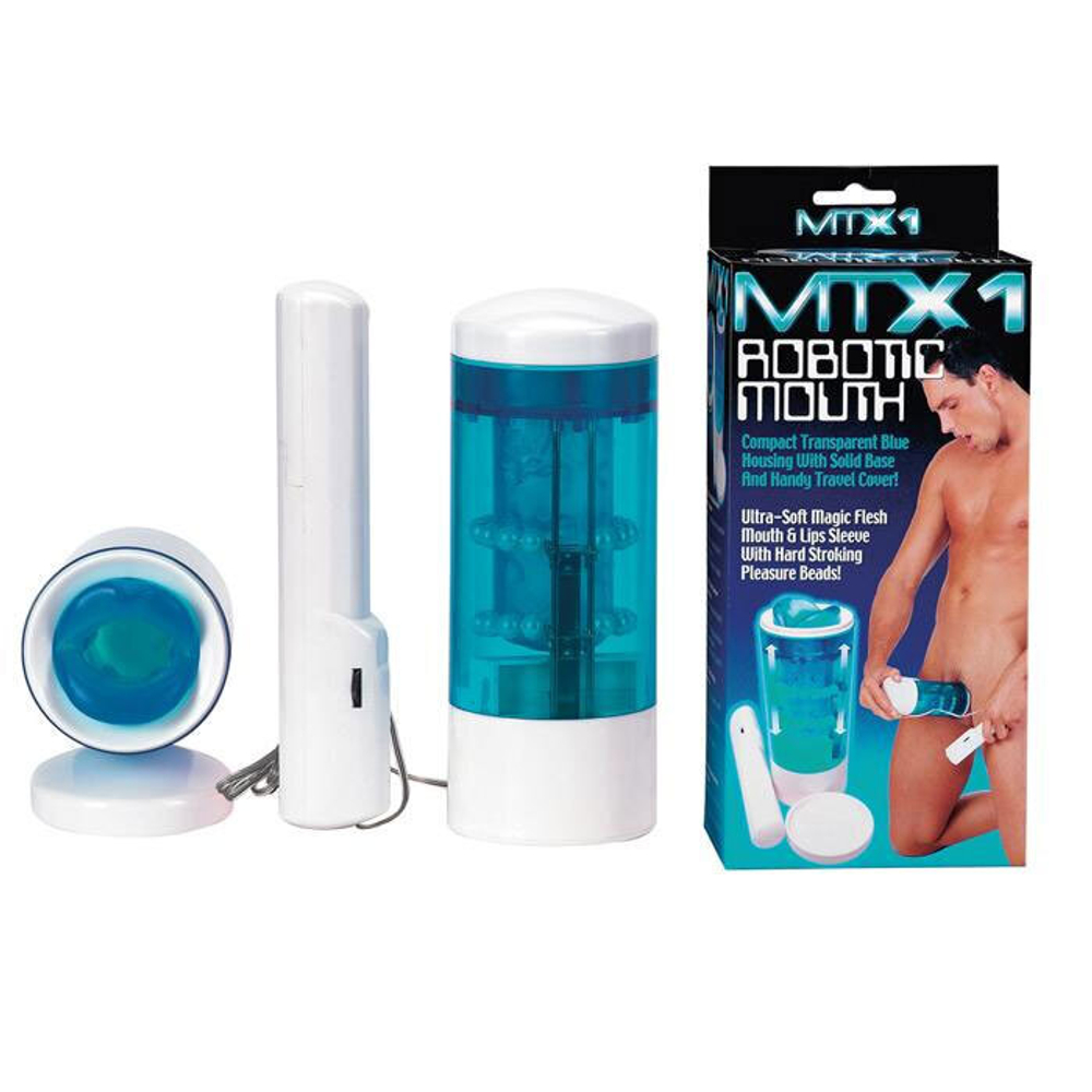 Супер-мастурбатор с поступательными движениями (Цвет: голубой)