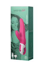 Ярко-розовый вибратор  Satisfyer Vibes Mr. Rabbit с клиторальным отростком - 22,1 см.