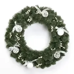 Рождественский венок Белый танец 60 см,, ПВХ, ЕлкиТорг (52096)