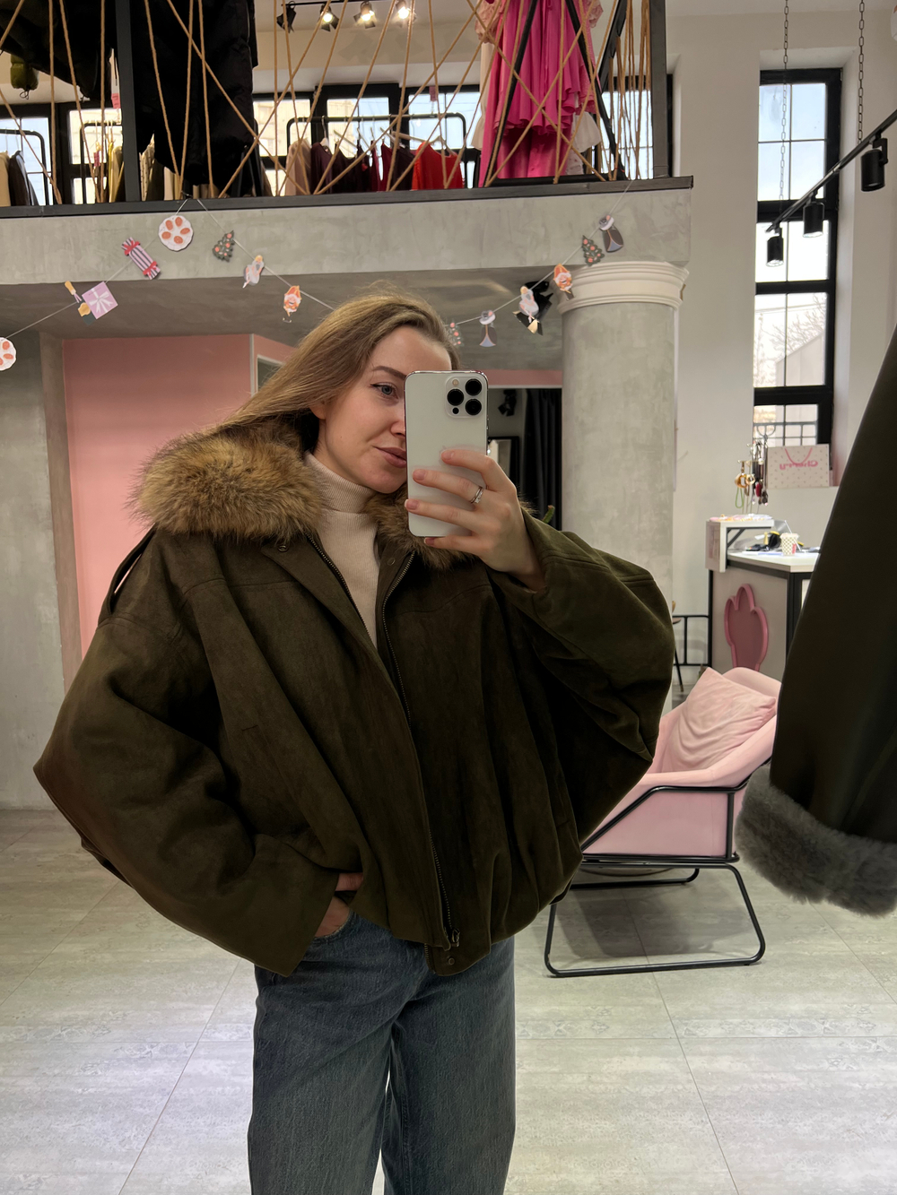 Парка замшевая зеленый