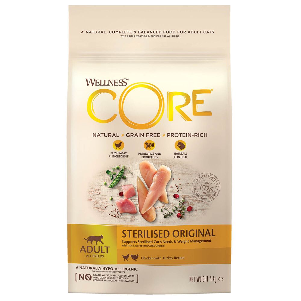 Wellness Core 4кг Сухой корм для стерилизованных кошек Курица и индейка