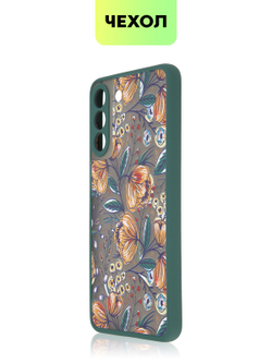 Чехол BROSCORP для Samsung Galaxy S21 FE оптом (арт. SS-S21FE-ST-TPU-DARKGREEN-PRINT)