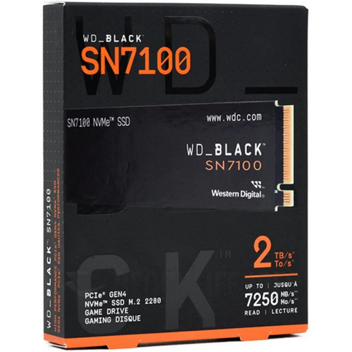 Жесткий диск SSD M.2 2Tb Western Digital WD Black SN7100, 7250/6900MBs, 1400000 IOPS, 3D TLC, PCI-E 4.0 x4 (WDS200T4X0E)