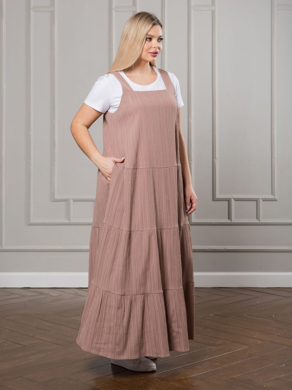 Сарафан 1251 серый Novita (Акция)