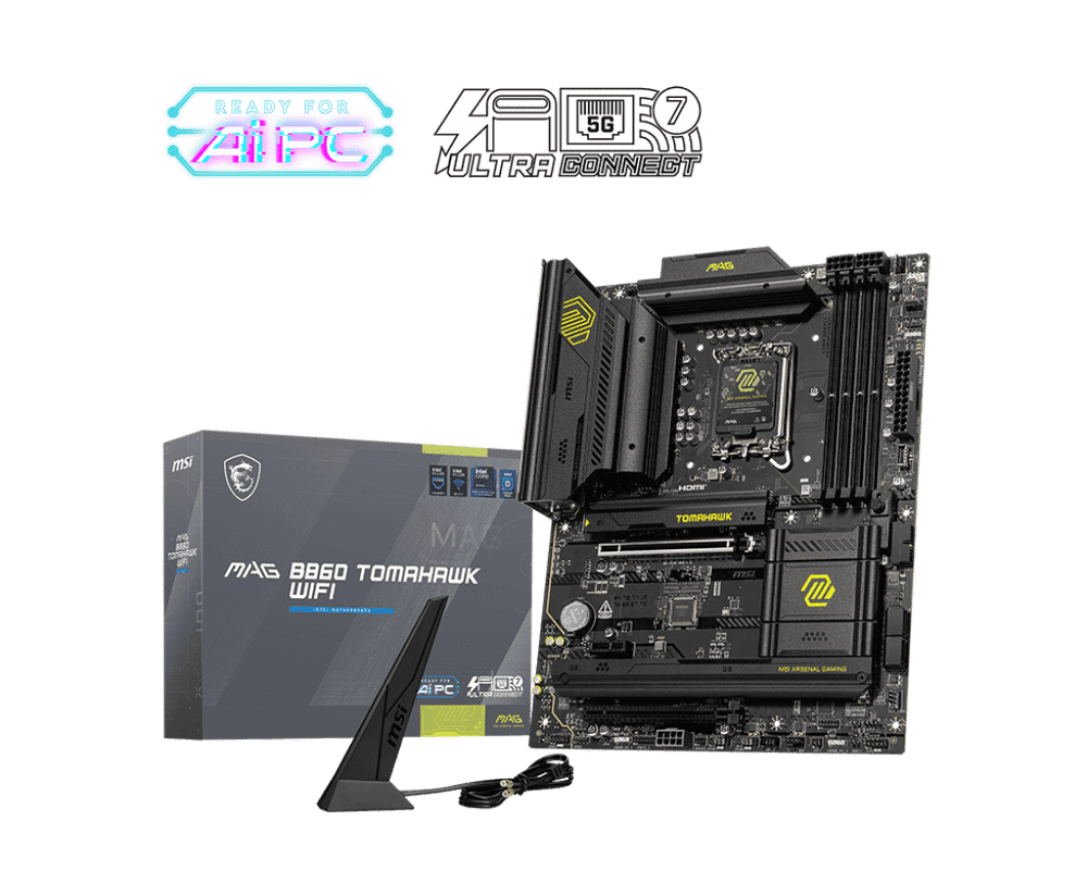 Материнская плата MSI MAG B860 TOMAHAWK WIFI LGA1851 4xDDR5 4xSATA3 RAID 3xM.2 HDMI DP 2xType-C ATX