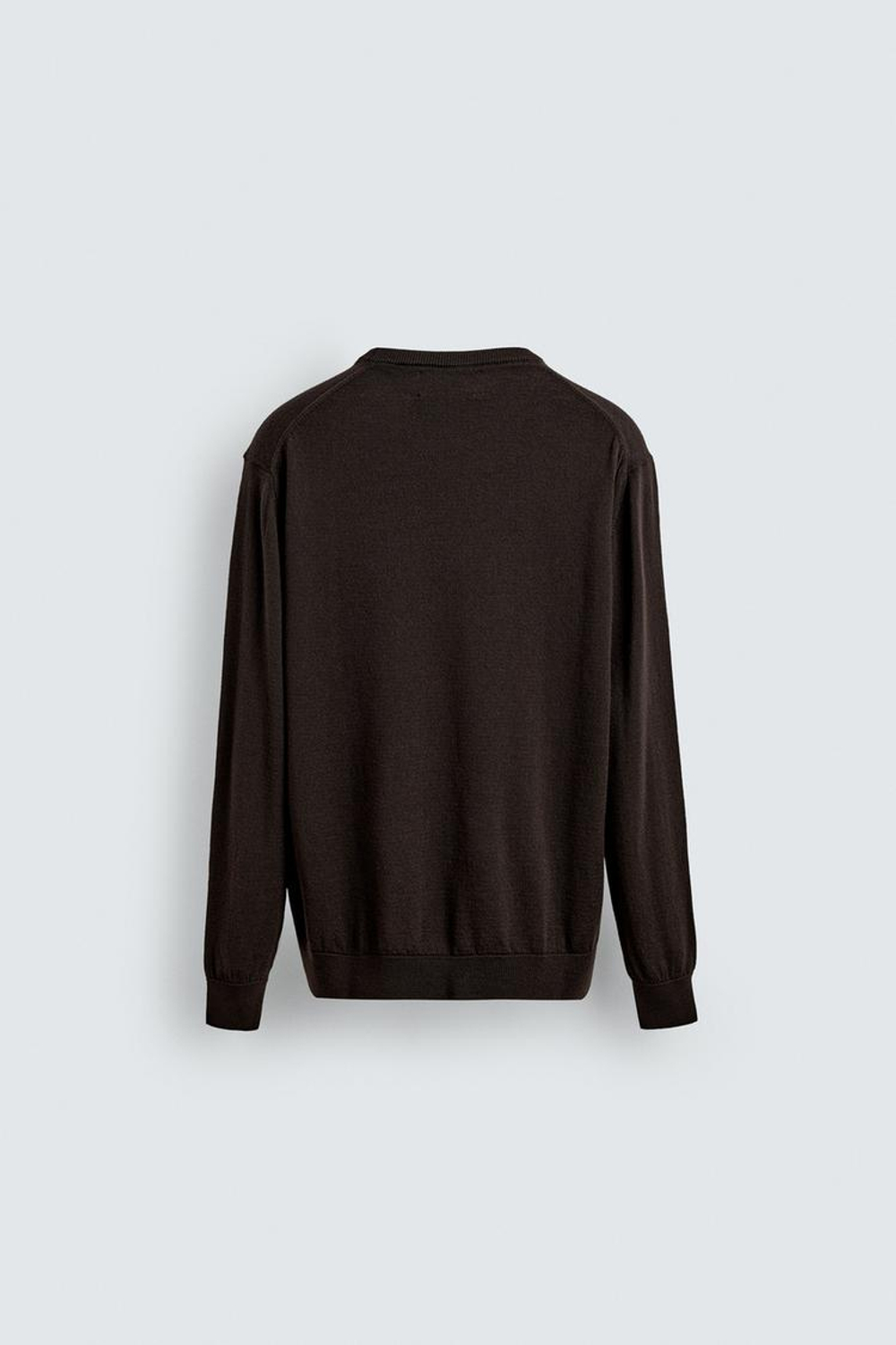 ZARA ШЕРСТЯНОЙ СВИТЕР КЛАССИЧЕСКОГО КРОЯ, ШОКОЛАДНЫЙ