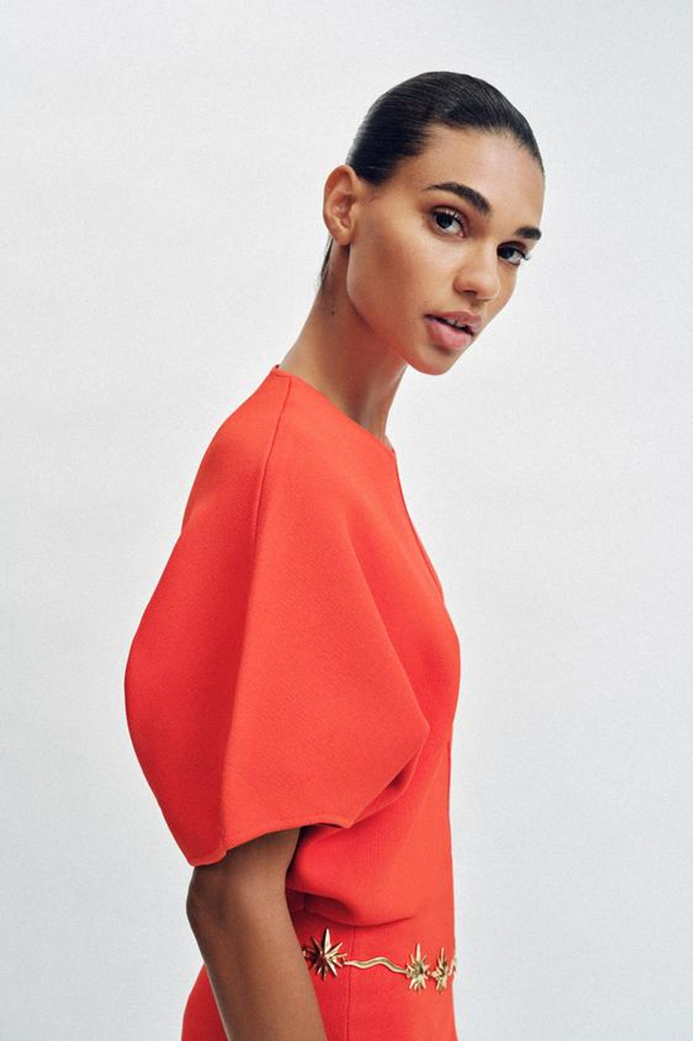 ZARA УКОРОЧЕННЫЙ ТРИКОТАЖНЫЙ ТОП, КОРАЛЛОВЫЙ/КРАСНЫЙ