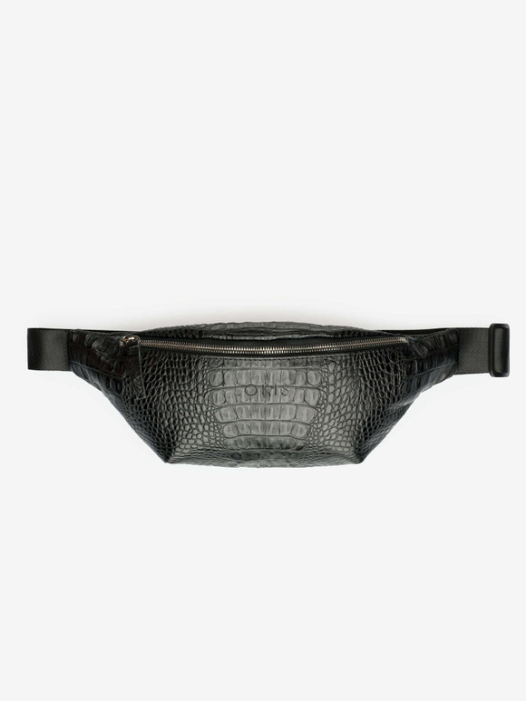 сумка поясная черная рептилия