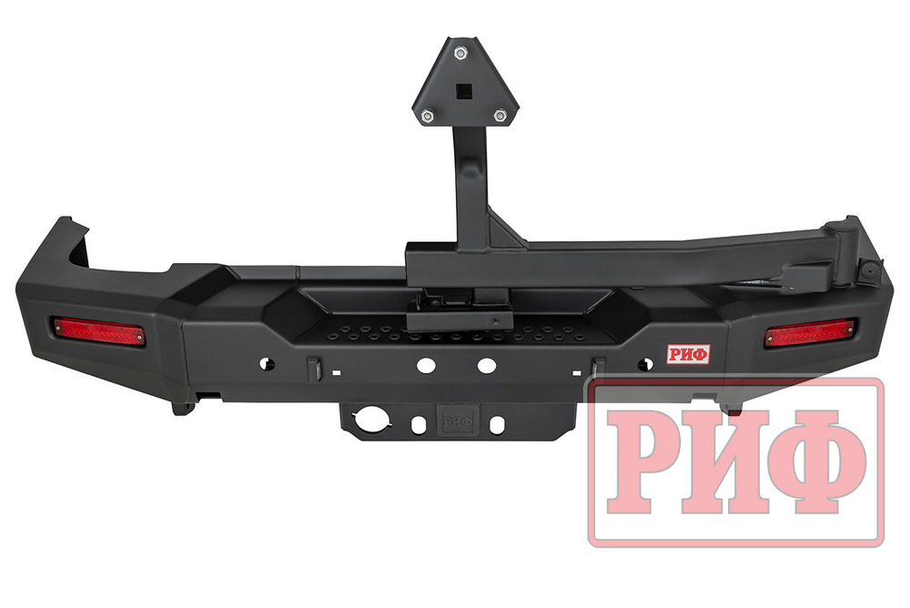 Бампер силовой задний TANK 300 с квадратом под фаркоп, калиткой и фонарями РИФ