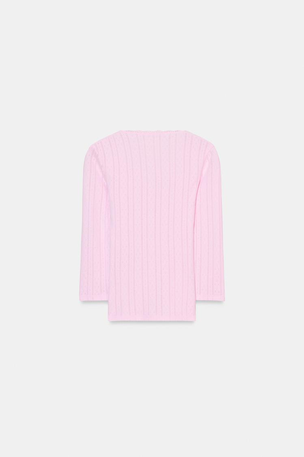 ZARA ФУТБОЛКА С АЖУРНОЙ ВЯЗКОЙ, РОЗОВЫЙ