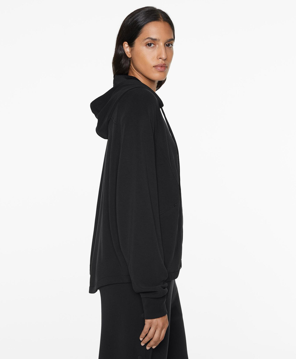 Oysho Куртка широкого прямого кроя с капюшоном из ткани с модалом, черный