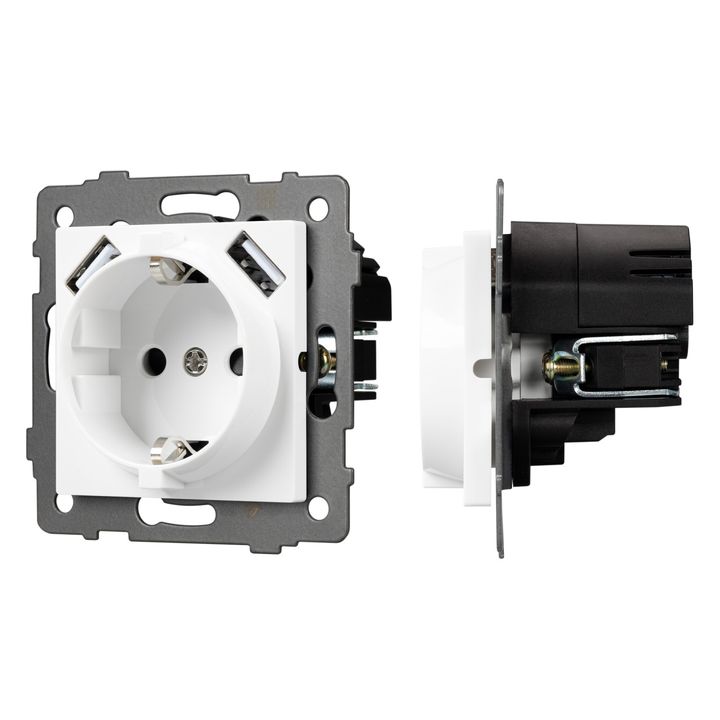 Механизм розетки с USB зарядкой SCT-MUAA-PL-WH-V (250V, 16A) Arlight 049818