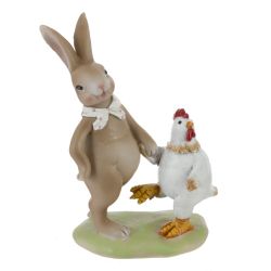 GAEM Фигурка декоративная "Заяц с курицей", L11 W7 H14 см