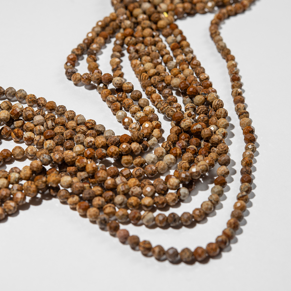 Известняк окварцованный (пейзажная яшма) натуральный, 4,1мм, шар, микроогранка