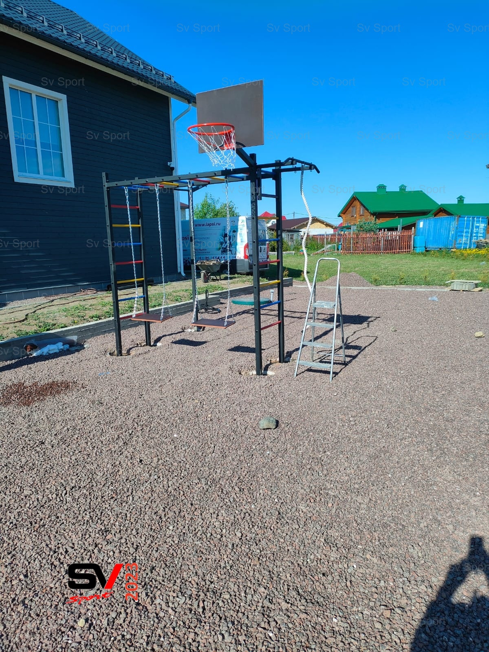 Монтаж уличной шведской стенки Sv Sport Рукоход (4 вертикальных столба)