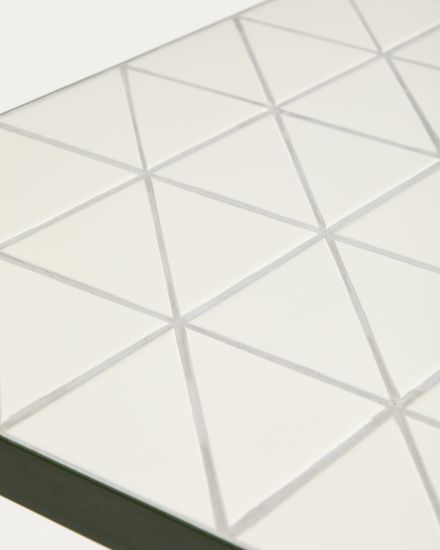 Уличный столик Maurina из зеленой стали с плиткой цвета экрю 81 x 51 см