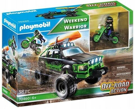 Конструктор Playmobil Weekend Warrior - Внедорожник с фигуркой на мотоцикле - Плеймобиль 70460