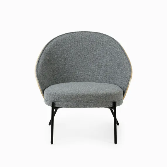 Лаунж-кресло Rosin, серая обивка, шпон ясеня