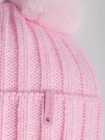 Шапка детская вязаная с помпонами и снуд