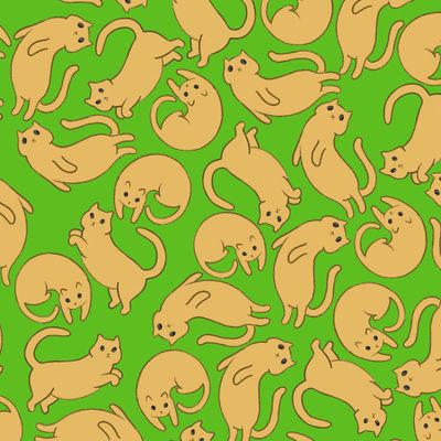 Кошки на зеленом