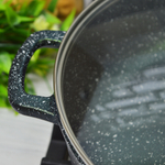 Жаровня 28*7см 3,5л Сияние Green с литыми ручками и стеклянной крышкой, ж2832Gr