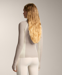 Oysho Термофутболка Base Layer с контрастными деталями в рубчик, светлый серо-коричневый