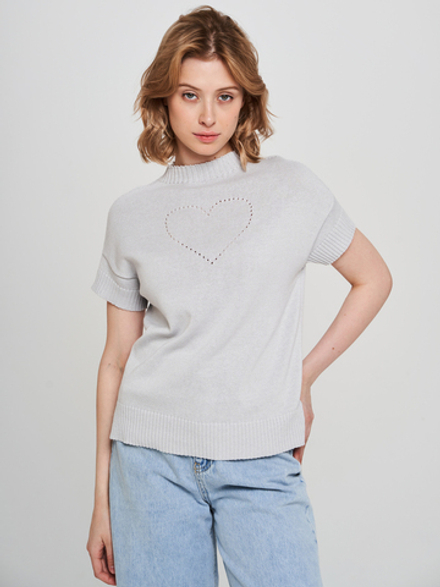 Джемпер "сердечко" светло-серый