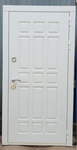 Входная металлическая белая дверь RеX (РЕКС) 8 Силк сноу / ФЛ-117 Силк сноу 16мм