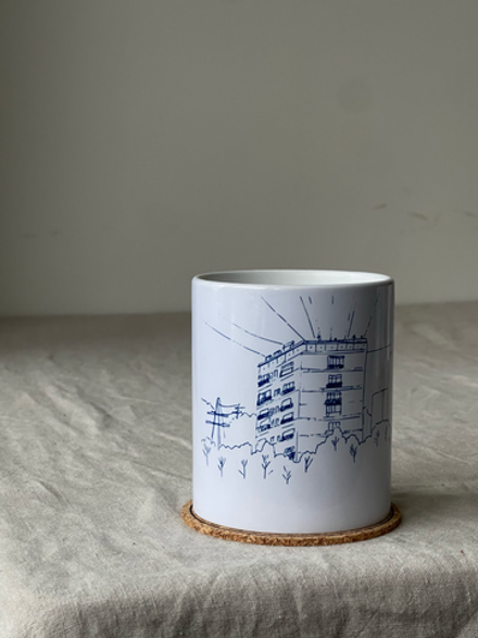 Свеча "Панелька" в керамическом стакане