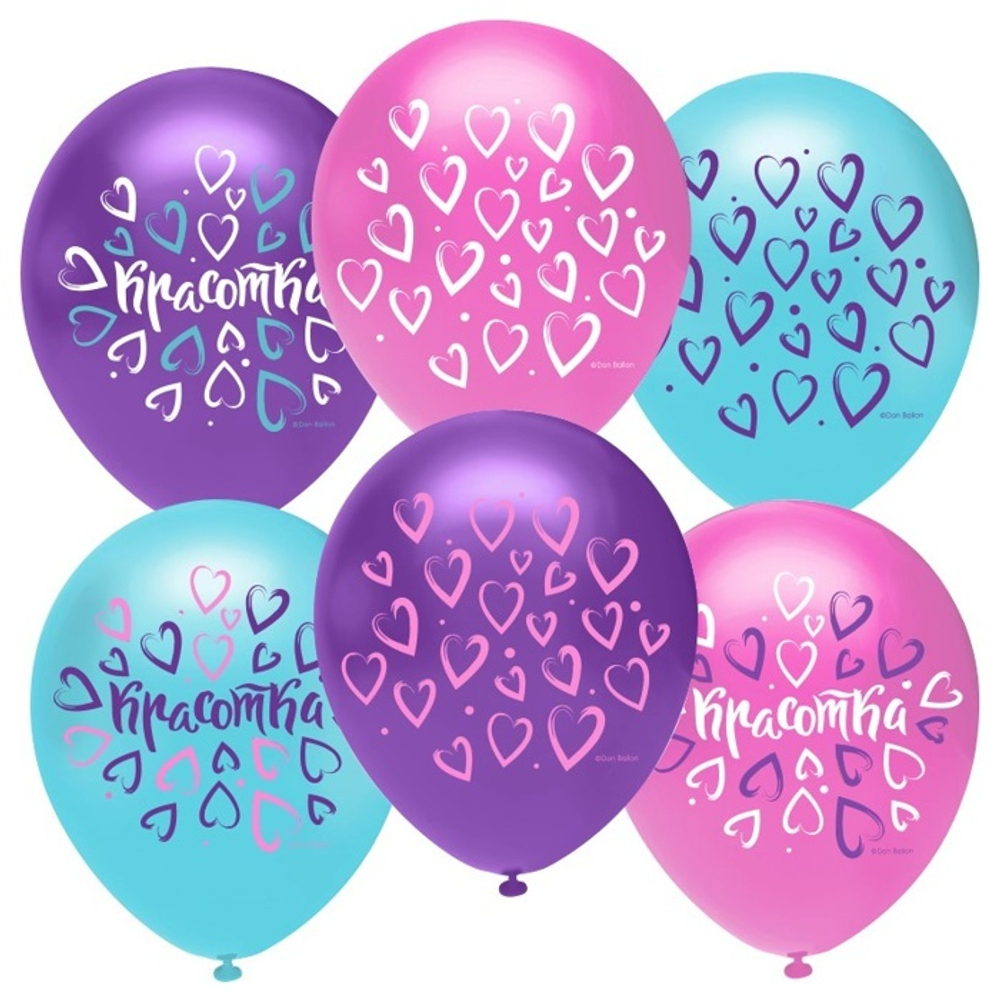 Воздушные шары Орбиталь с рисунком Красотка множество сердец, 25 шт. размер 12" #812226