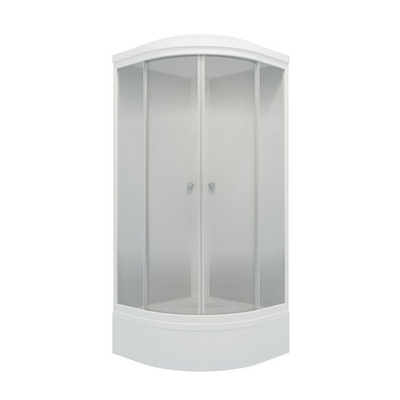 Душевая кабина "Лайт 100*100 В" 1/4 круга, сред. подд., Градиент, Белый, ДН4 (7 мест+сифон D50мм)