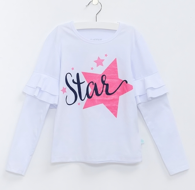 Лонгслив с дл.рукавом "Стар", бел, р.122, 3464699